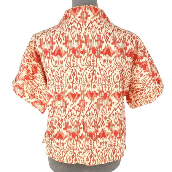 Cache Jacket Womens Small Ivory Orange Stretch Cotton Pockets Snaps Career - Picture 2 of 15